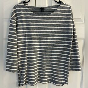 NWOT J.Crew Women’s Gray Striped Side Zip Up Cotton Tunic Blouse Shirt Size S